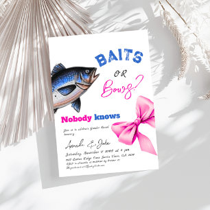 Baits oder Bows Blau oder Rosa Fishing-Gender-Offe Einladung