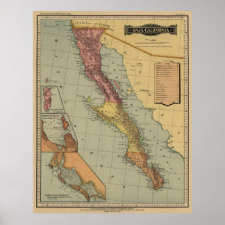 Baja California Antike Karte Poster