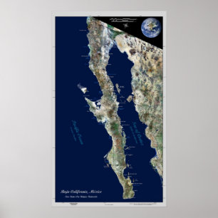 Baja California, Mexiko: Satellitenposter Poster