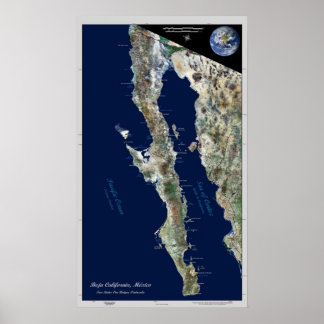 Baja California, Mexiko: Satellitenposter Poster