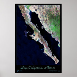 Baja California, Mexiko Satellitenposter Poster