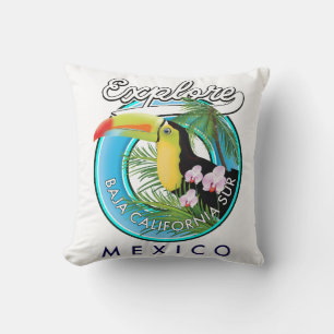 Baja California Sur Mexico Retro-Logo Kissen