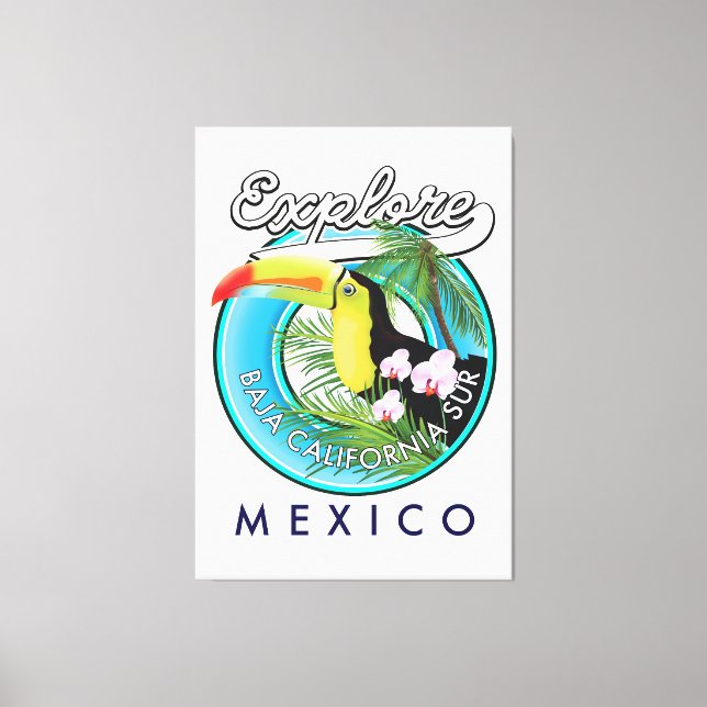 Baja California Sur Mexico Retro-Logo Leinwanddruck (Vorderseite)
