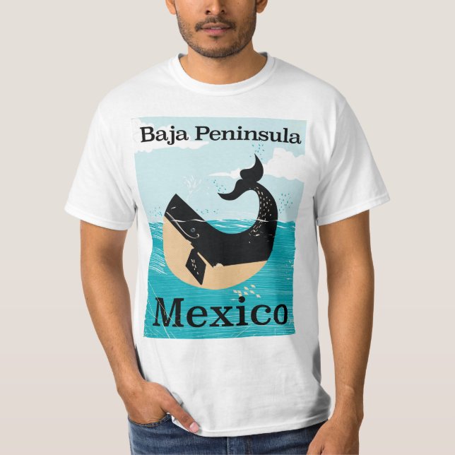 Baja Halbinsel Mexiko Reiseplakat T-Shirt (Vorderseite)