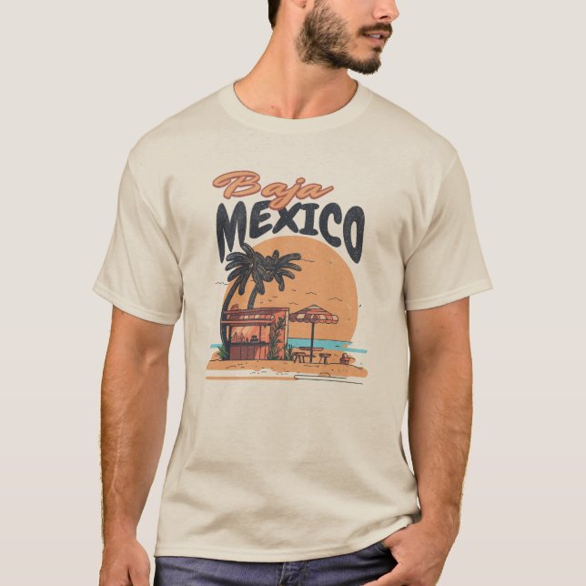 Baja Mexico Seaside Bar Distressed T-Shirt (Vorderseite)