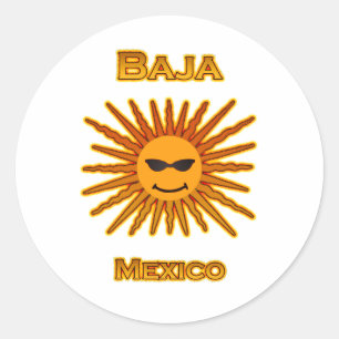 Baja Mexico Sun Face Icon Runder Aufkleber