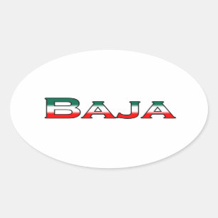 Baja Mexiko (Textlogo) Ovaler Aufkleber