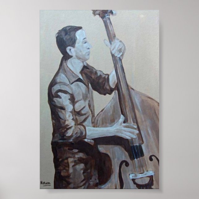 Bajista Hombre Original Oils Artwork Impresiones Poster (Vorne)