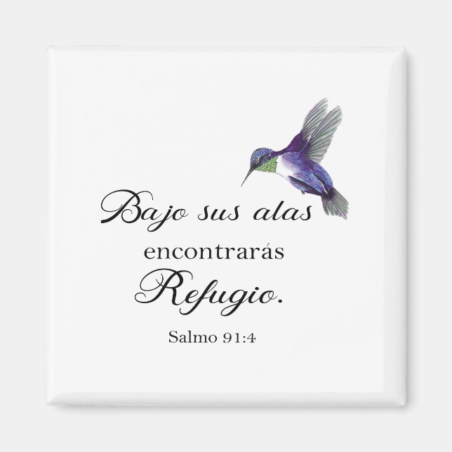 Bajo sus alas spanisch Bibel versus psalm91 Magnet (Vorne)