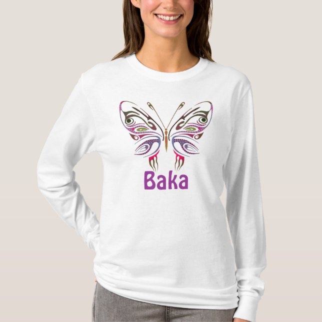 Baka personalisierter Schmetterling T-Shirt (Vorderseite)