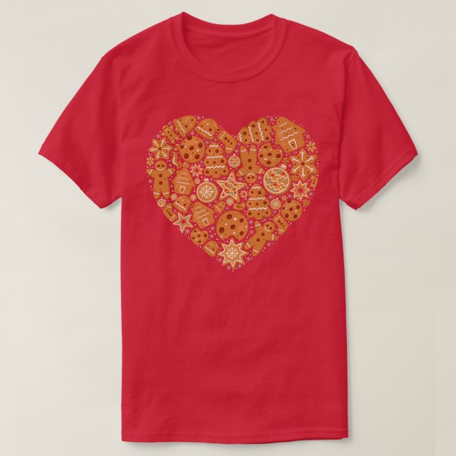 Bake Baking Gingerbread Man Christmas Cookie Heart T-Shirt (Design vorne)