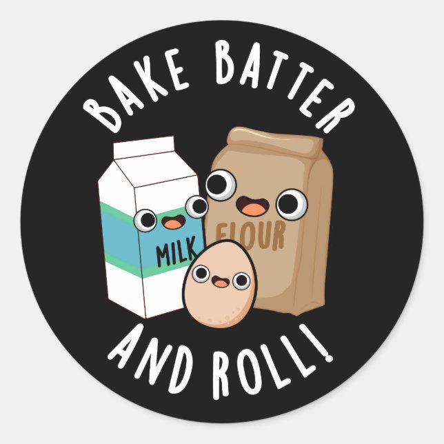 Bake Batter und Roll Funny Backsong Puff Dark BG Runder Aufkleber (Vorderseite)