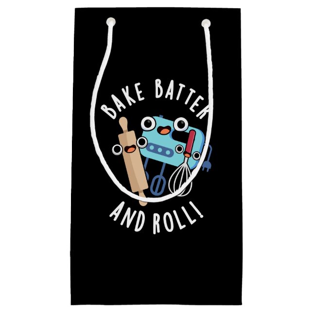 Bake Batter und Roll Funny Baking Pub Dark BG Kleine Geschenktüte (Vorderseite)