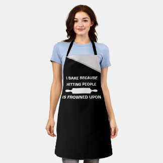 Bake Cuz Hitting People Joke - Funny Baking Apron Schürze