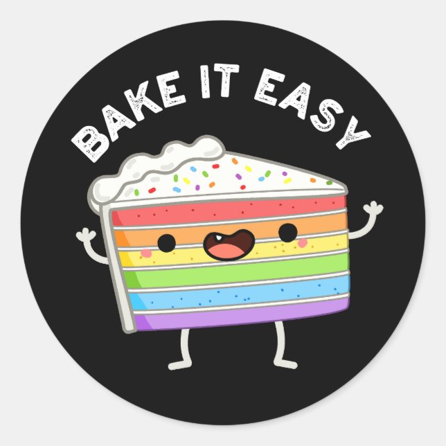 Bake it Easy Funny Cake Pub Dark BG Runder Aufkleber (Vorderseite)