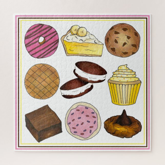 Bake Sale Classics Donut Pie Cupcake Cookies Puzzle (Vertikal)