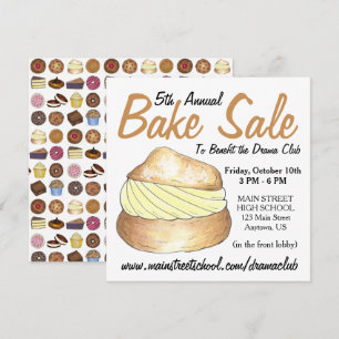 Bake Sale Donut Cupcake Creme Puff Pie Slice Einladung