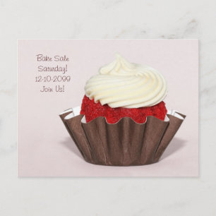 Bake Sale Fundraiser Postcard Red Velvet Cupcak Postkarte