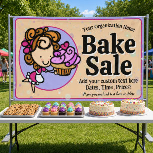 Bake Sale Fundraiser Süße Bäckerin Mädchen Cupcake Banner