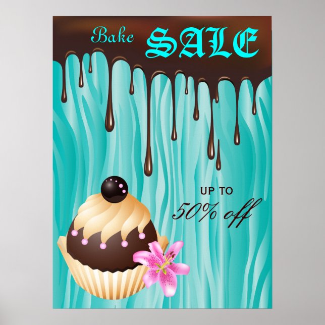 Bake Sale Poster Chocolate Cupcake Blue (Vorne)