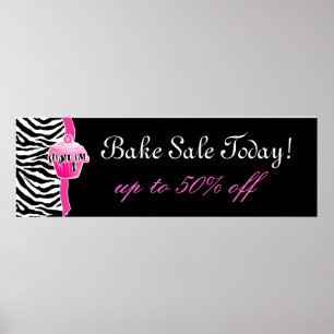Bake Sale Poster Niedlich Zebra Cupcake Pink