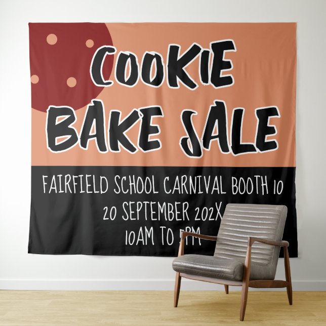 Bake Sale-Zeichen, Cookie Booth Banner Vorlage Wandteppich (Beispiel (Horizontal))