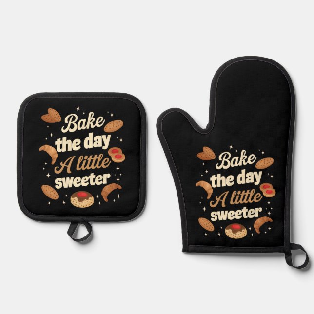 Bake the day a little sweeter ofenhandschuh & Topflappen-Set (Vorderseite)