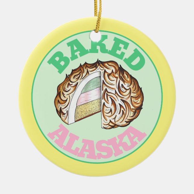 Baked Bombe Alaska Ice Cream Cake Dessert Futter Keramik Ornament (Vorne)