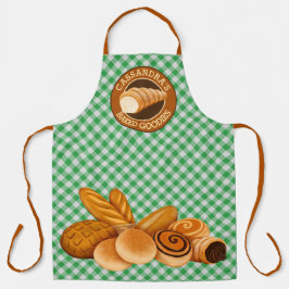 Baked Goodies Brot Baker's Logo Green Gingham Schürze