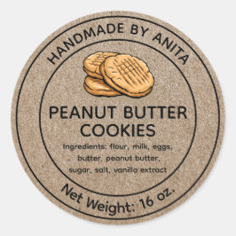 Baked Goods Peanut Butter Cookies Label Kraft Runder Aufkleber