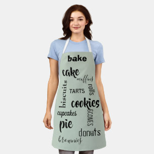 Baked Goods Words Sage Green Kitchen Schürze