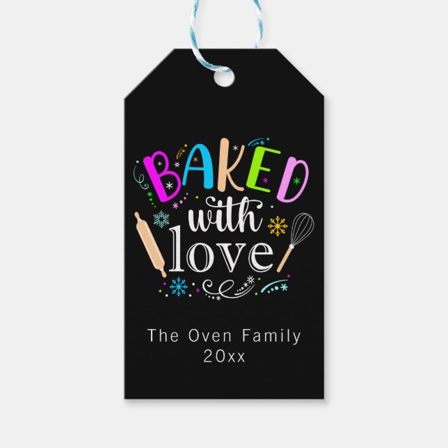 Baked with Liebe Colorful Holiday Modern Geschenkanhänger (Vorderseite)