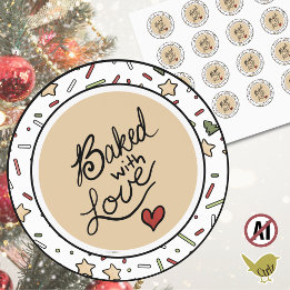 Baked with Love Christmas Cookie Sprinkles Runder Aufkleber