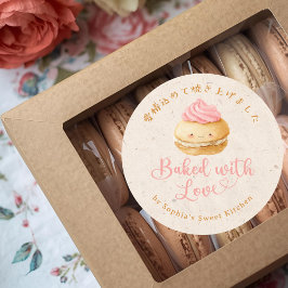 Baked with Love Kraft Kawaii Macaron Watercolor Runder Aufkleber