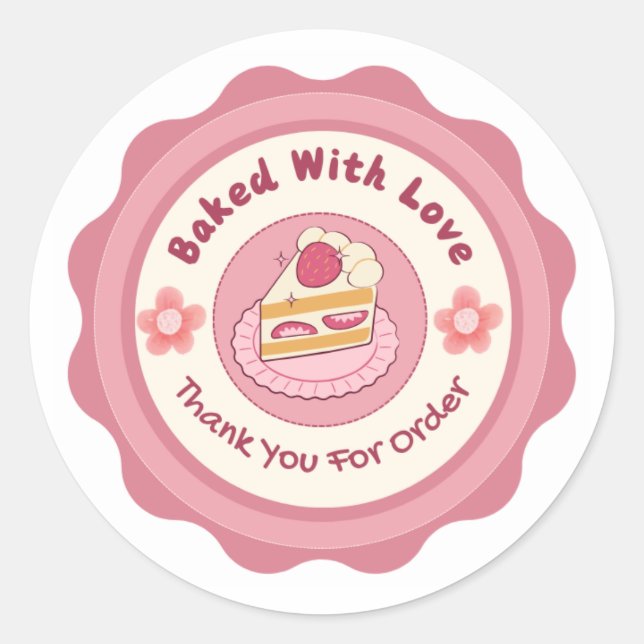 Baked With Love Sticker (Vorderseite)