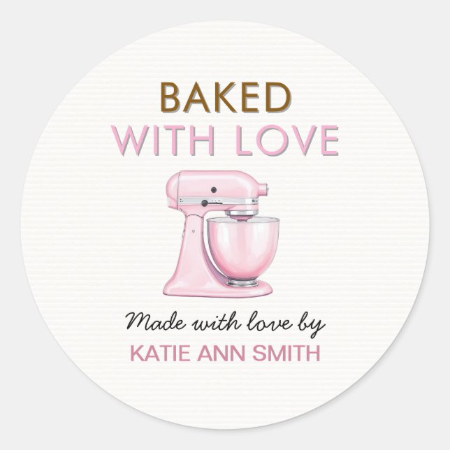 Baked with Love Stickers Labels with Pink Mixer (Vorderseite)