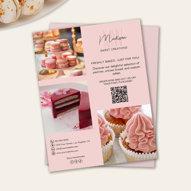 Bakeholder-Logo Monogram Pink Flyer (Bakery Custom Monogram Logo Pink Flyer)