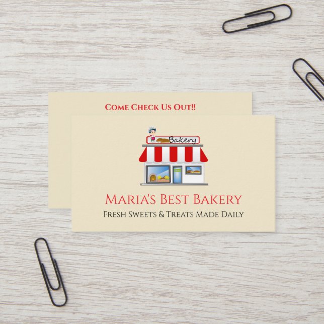 Baker Bäckerei Geschäft Café Visitenkarte (Vorderseite/Rückseite Beispiel)