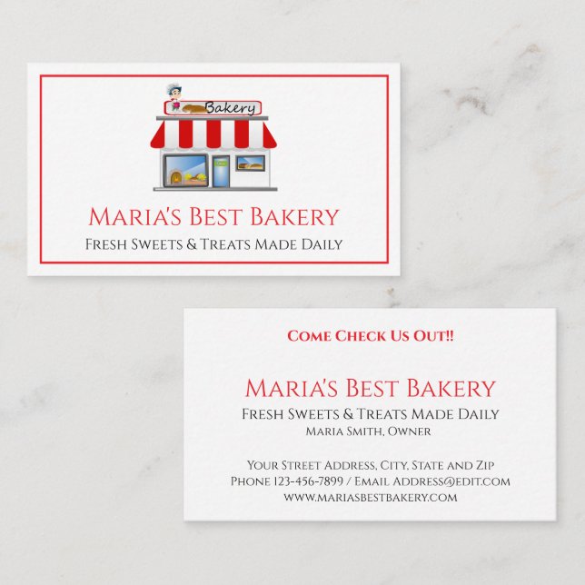 Baker Bäckerei Geschäft Café Visitenkarte (Vorne/Hinten)