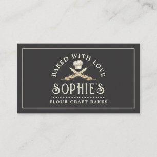 Baker Bakery Pastry Chef Logo Black Visitenkarte