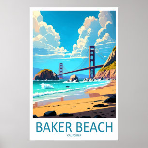 Baker Beach Reise Skifahren Poster National Vintag