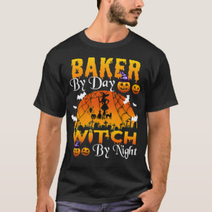 Baker by Day Hexe by Night Bäcker Halloween Ghost T-Shirt