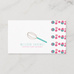 Baker Cake Logo Bakery Whisk Dots Visitenkarte