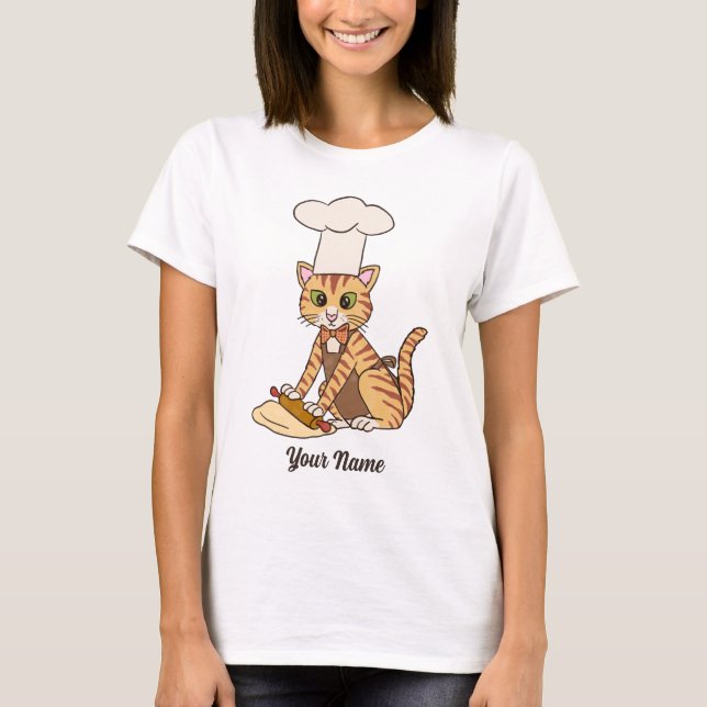 Baker Cat - Orange Tabby Pastry Koch Cat Lover T-Shirt (Vorderseite)