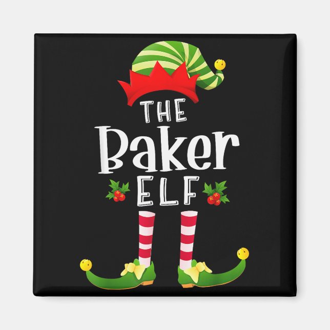 Baker Christmas Elf Matching Pajama X-mas Party  Magnet (Vorne)