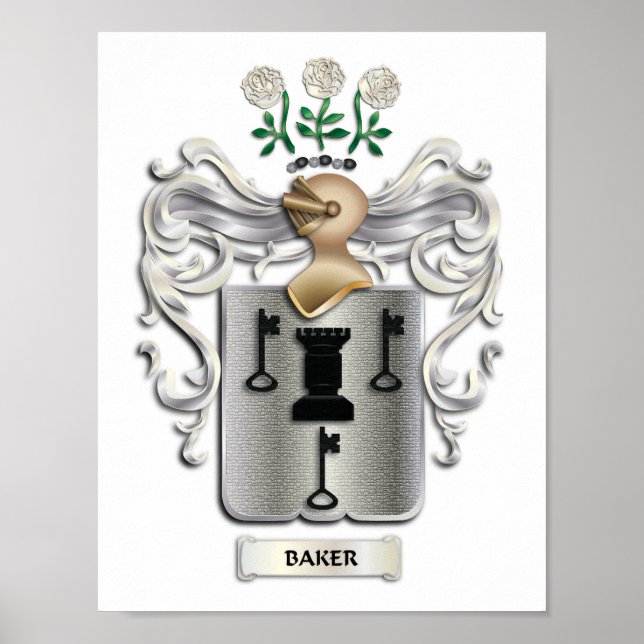 Baker Coat of Arms Print on Heavy Matte Paper Poster (Vorne)