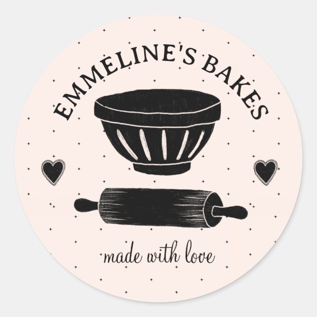 Baker Cook Illustriert Rolling Button aus Liebe Runder Aufkleber (Vorderseite)