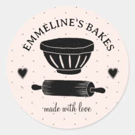 Baker Cook Illustriert Rolling Button aus Liebe Runder Aufkleber