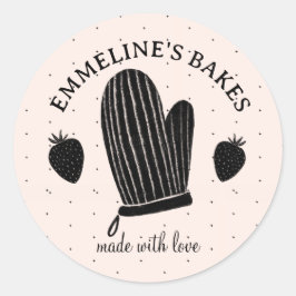 Baker Cook Illustrierter Ofen Mitt aus Liebe Runder Aufkleber