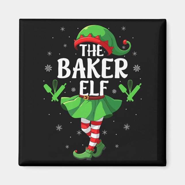 Baker Elf Christmas Girls Women Elf Squad Xmas Fam Magnet (Vorne)